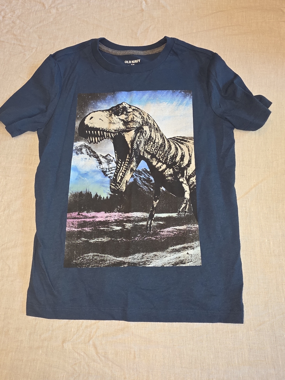 Old Navy Navy Blue T‑Shirt with Multicolor Dinosaur Graphic